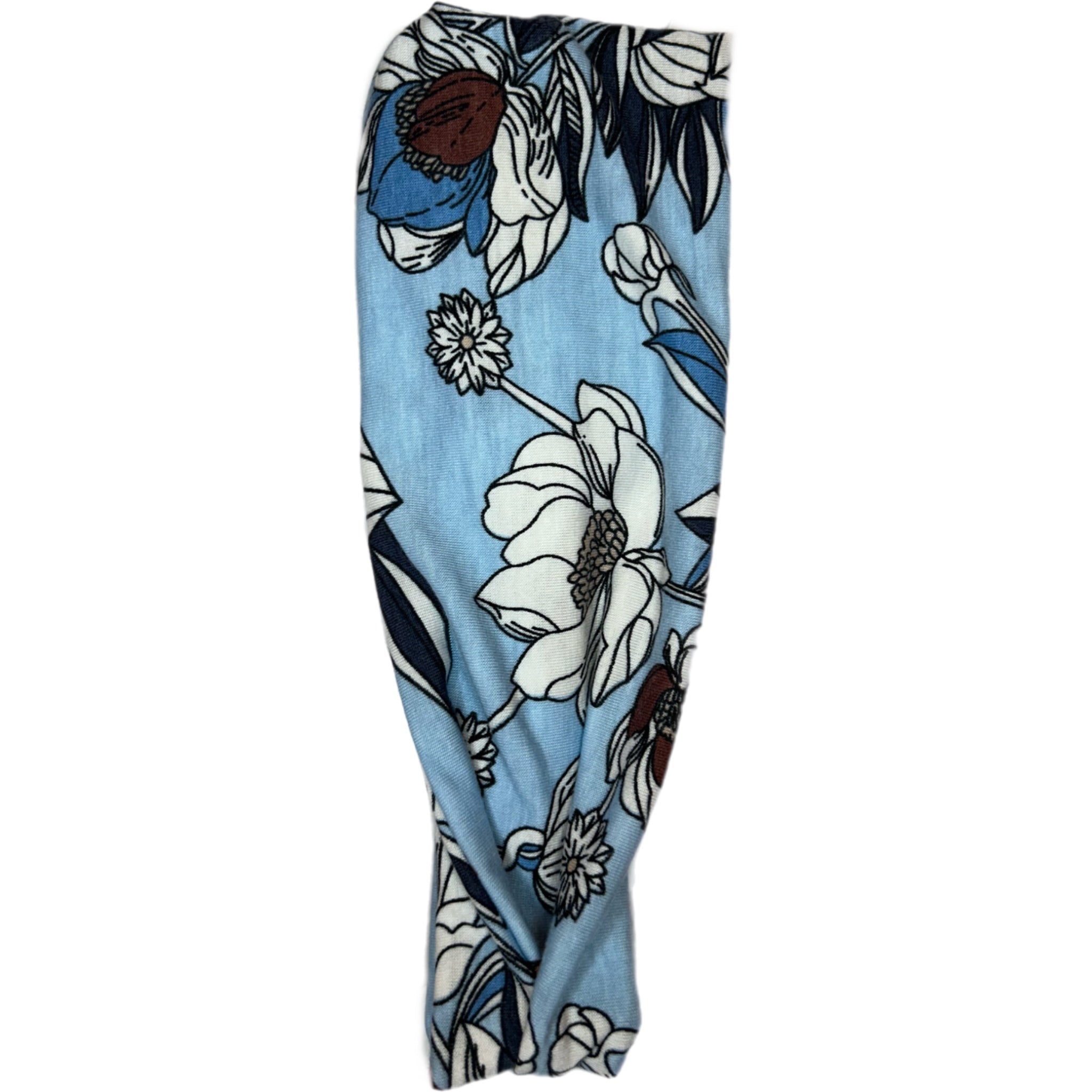 Floral-patterned chemo headband on a white background