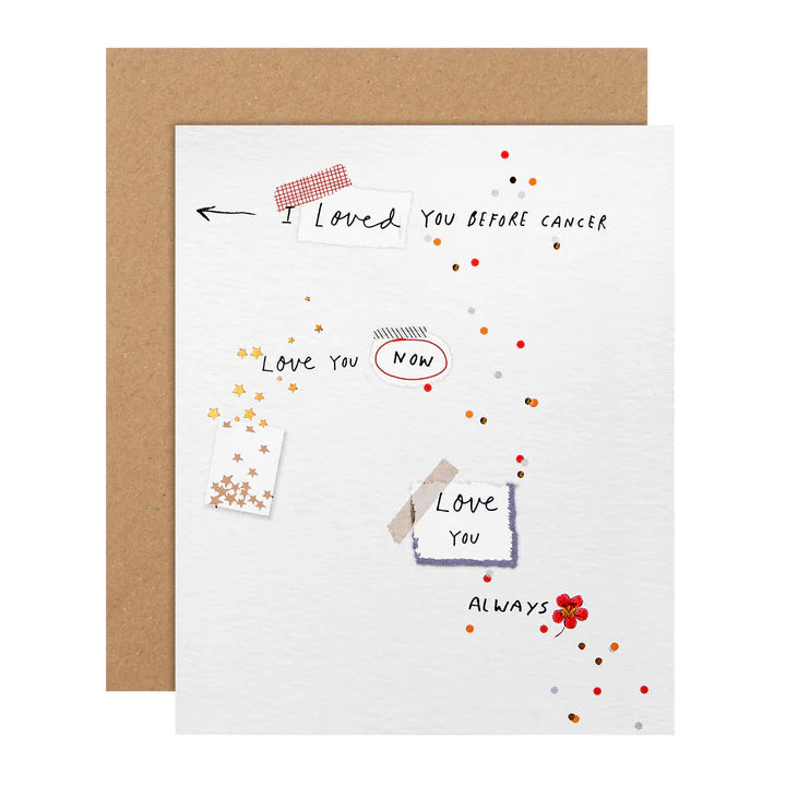 Greeting card with text and doodles on a white background