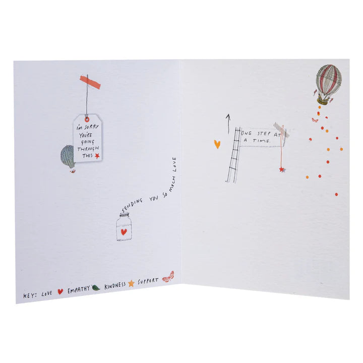 Decorative card with illustrations and text on a white background