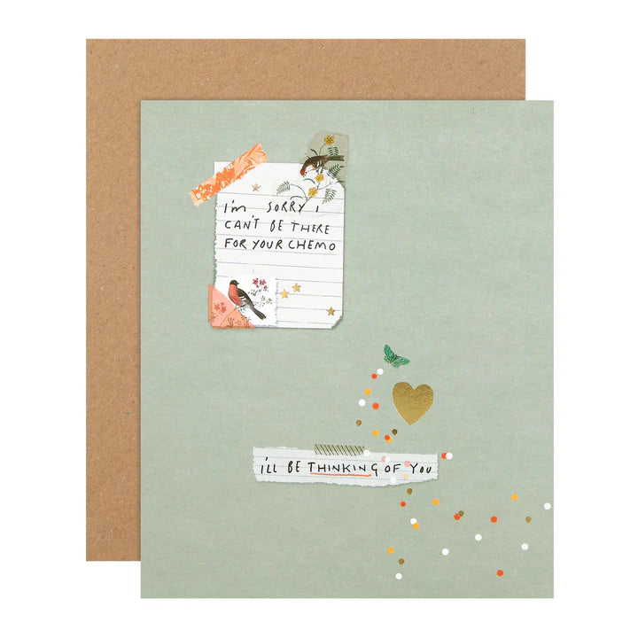 Greeting card with text and illustrations on a light green background