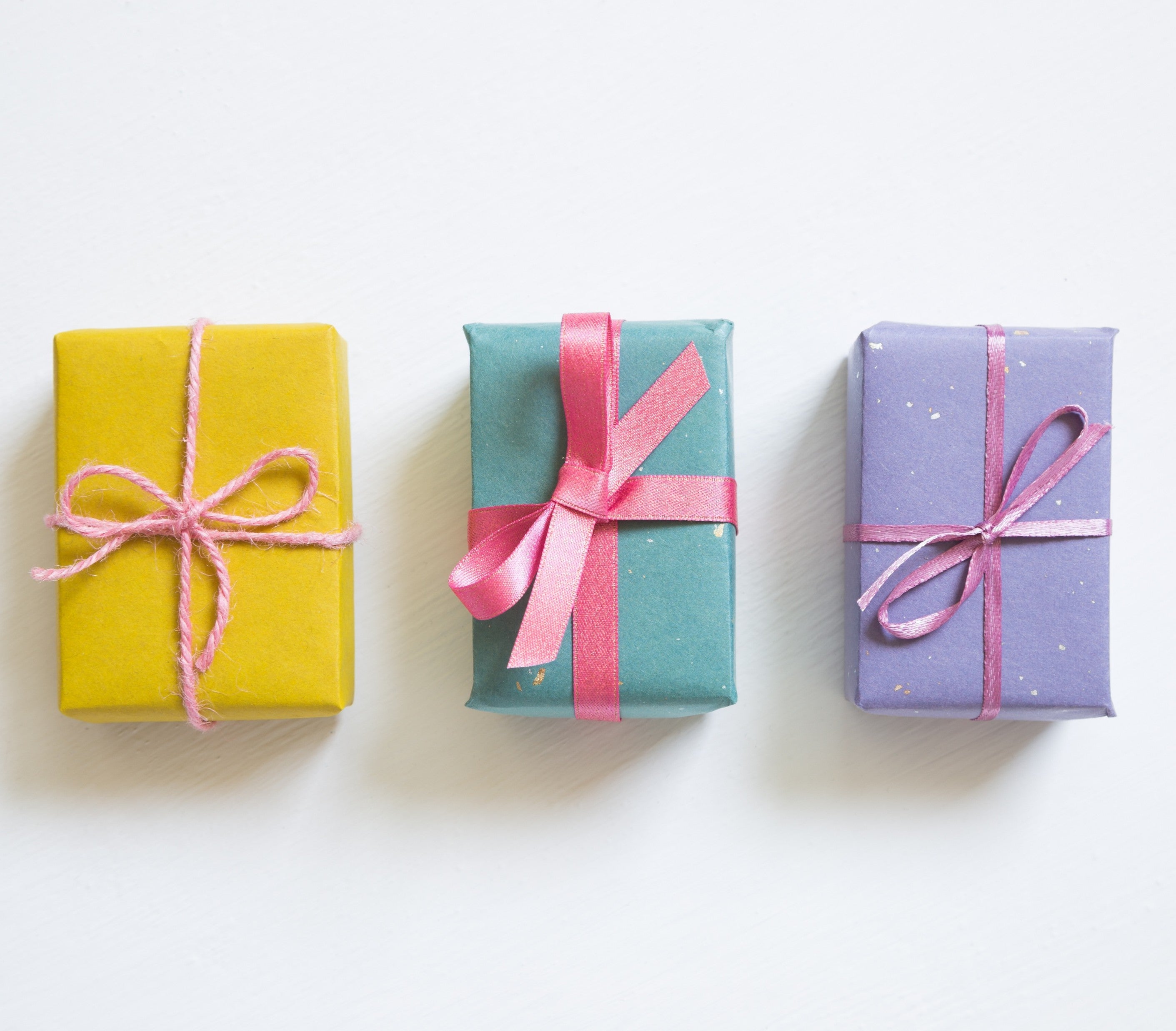 A set of 3 presents wrapped up