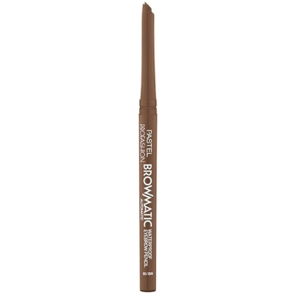Brown eyebrow pencil with 'Pastel' branding on a white background