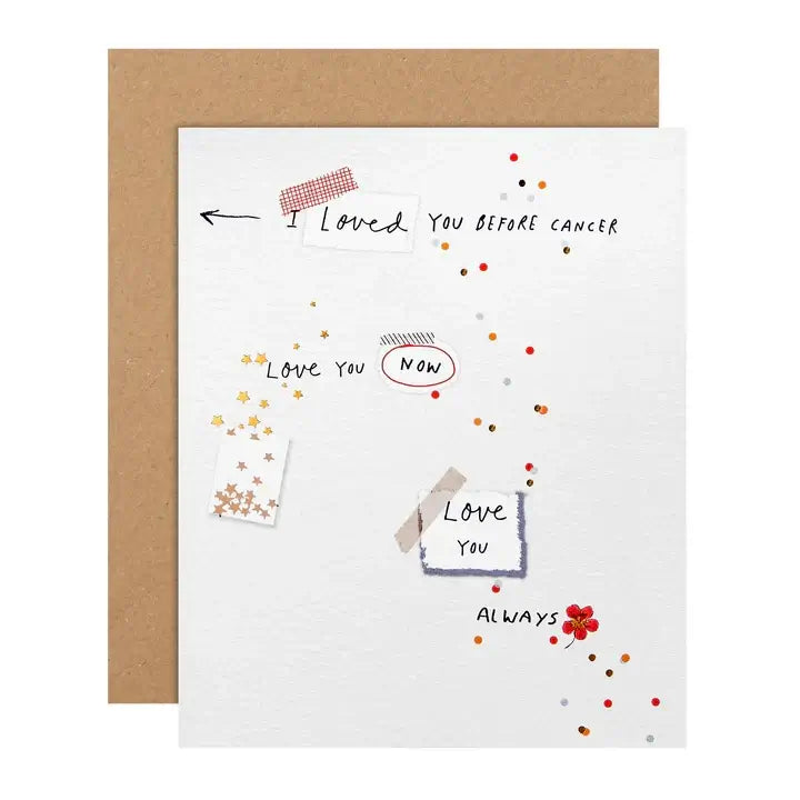 Greeting card with text and doodles on a white background